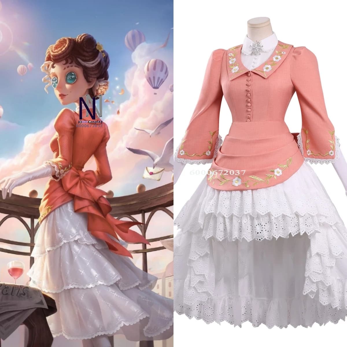 Cosplay Barmaid Costume by Identity V, Pink Dress for Role Games Anime Demi Bourbon, Outfit for Adult Women, Comic Con