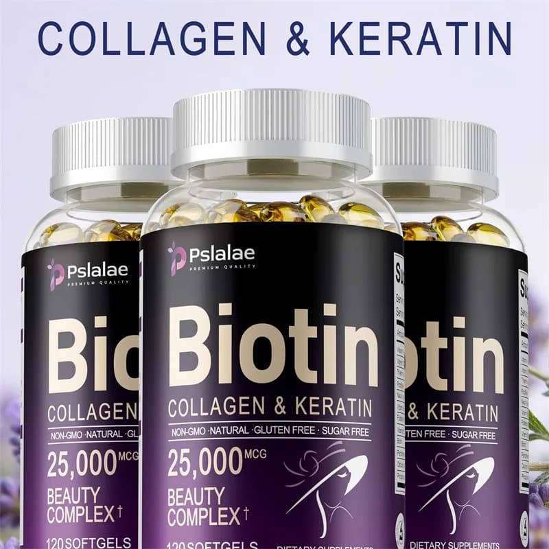 Biotin +Collagen +Keratin Capsules - Promotes Hair Growth, Strengthens Brittle Nails, Fights Aging,and Revitalizes Skin Radiance