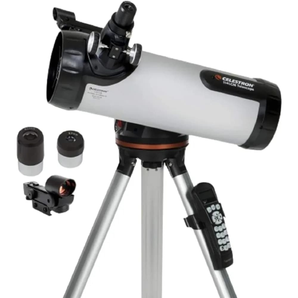 Telescopio Newtoniano Computerizzato da 114mm per Principianti con Montatura Altazimutale Motorizzata, Treppiede e Due Oculari