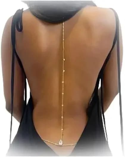 Collana a catena con strass sexy, adatta per abiti senza schienale, catena in vita semplice con cristalli, catena per il corpo da donna per la spiaggia