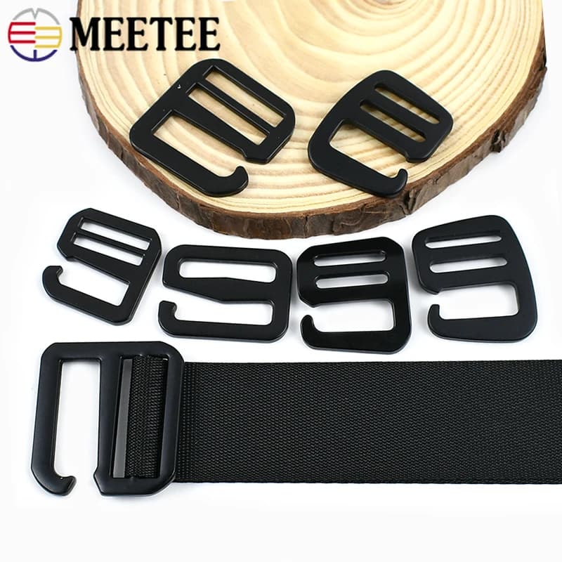 5/10 Pezzi Fibbie a G in Metallo Nero 20-38mm, Chiusure Scorrevoli Tri-Glide per Cinghie, Accessori per Regolazione Zaini e Borse