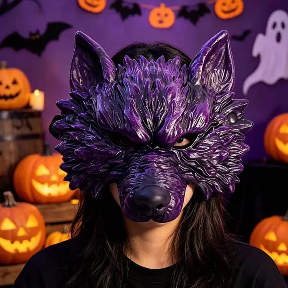 Realistic Wolf Mask for Halloween Breathable Latex Werewolf Headpiece Halloween Wolf Mask for Adults Embossed Werewolf Face Mask