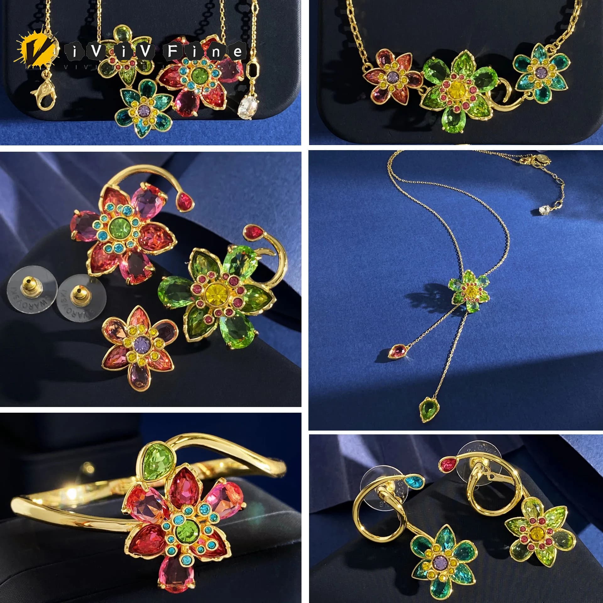 Luxury Exquisite Flower Necklace Earrings Bracelet Adjustable Ring 2026 Original High-end Jewelry Set for Women Party Accessorie