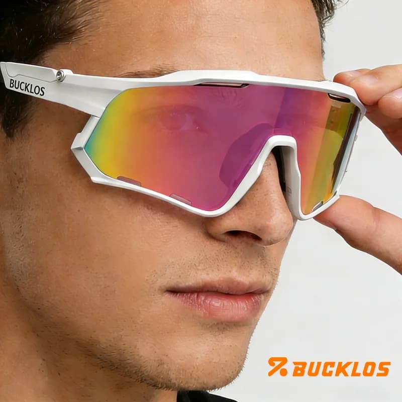 Occhiali da Ciclismo BUCKLOS UV400, Occhiali Polarizzati Neutri per MTB, Golf, Pesca, Arrampicata, Protezione Solare, Occhiali Sportivi