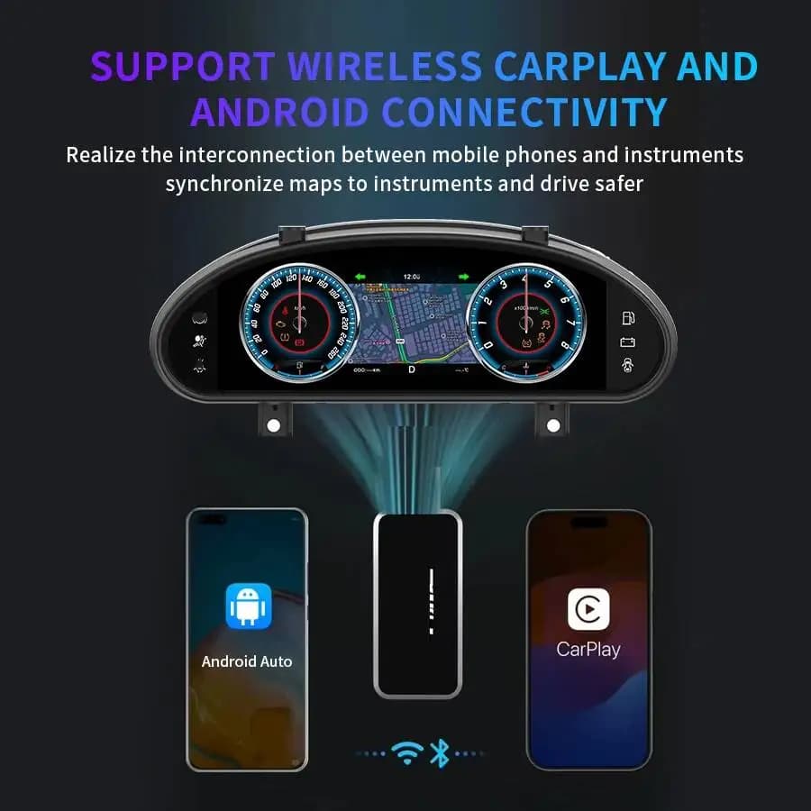 Display LCD Intelligente per Cruscotto Auto, Multicolore, Compatibile con CarPlay, per Dodge Challenger 2012-2018, Tachimetro