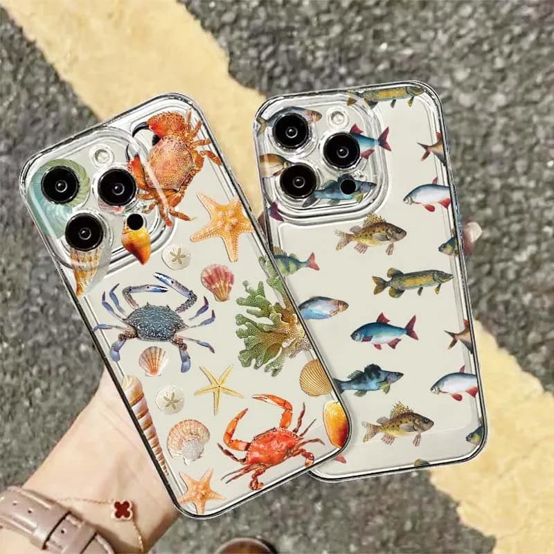 Marine animal pattern design Phone Case For Apple iPhone 17 16e 16 15 14 13 12 11 Pro Max Plus Mini TPU Soft Transparent
