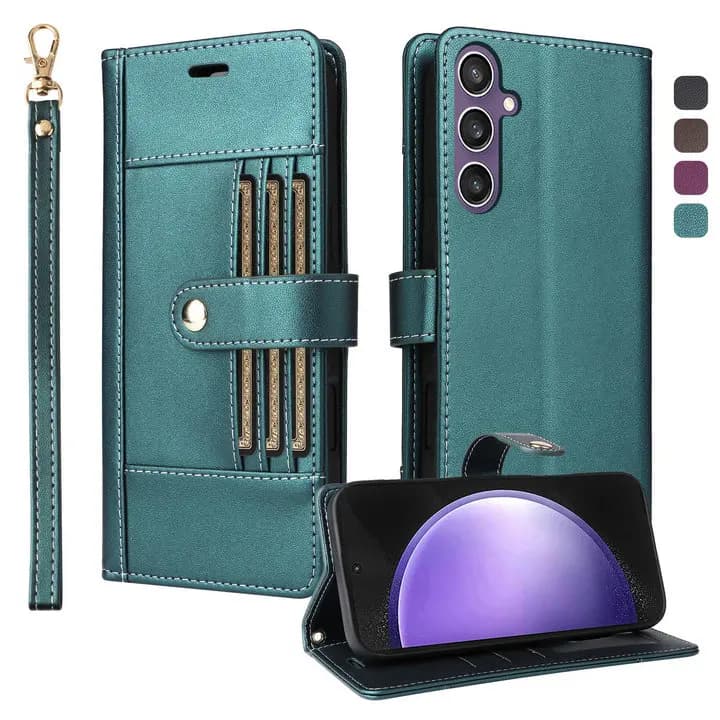 Custodia di lusso per Samsung S25 Edge S 25 FE 5G 2025 RFID Flip in pelle a 6 carte Etui per Samsung Galaxy S25 Ultra Custodia S25 Plus Funda