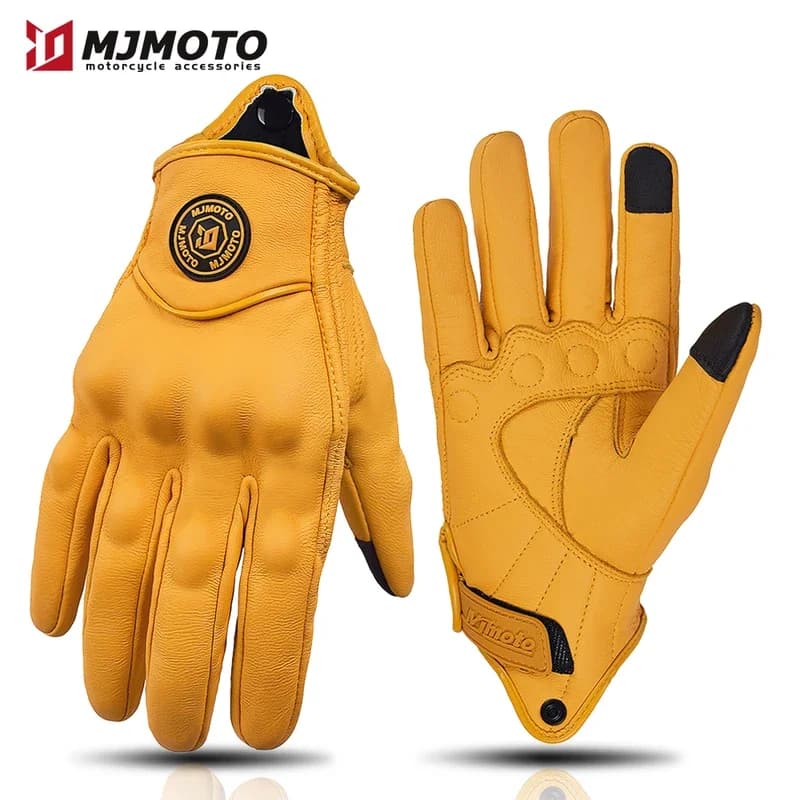 MJMOTO New Yellow Retro guanti da moto traspirante Comfort Offroad Luvas protezione articolare guanto da moto Touchscreen