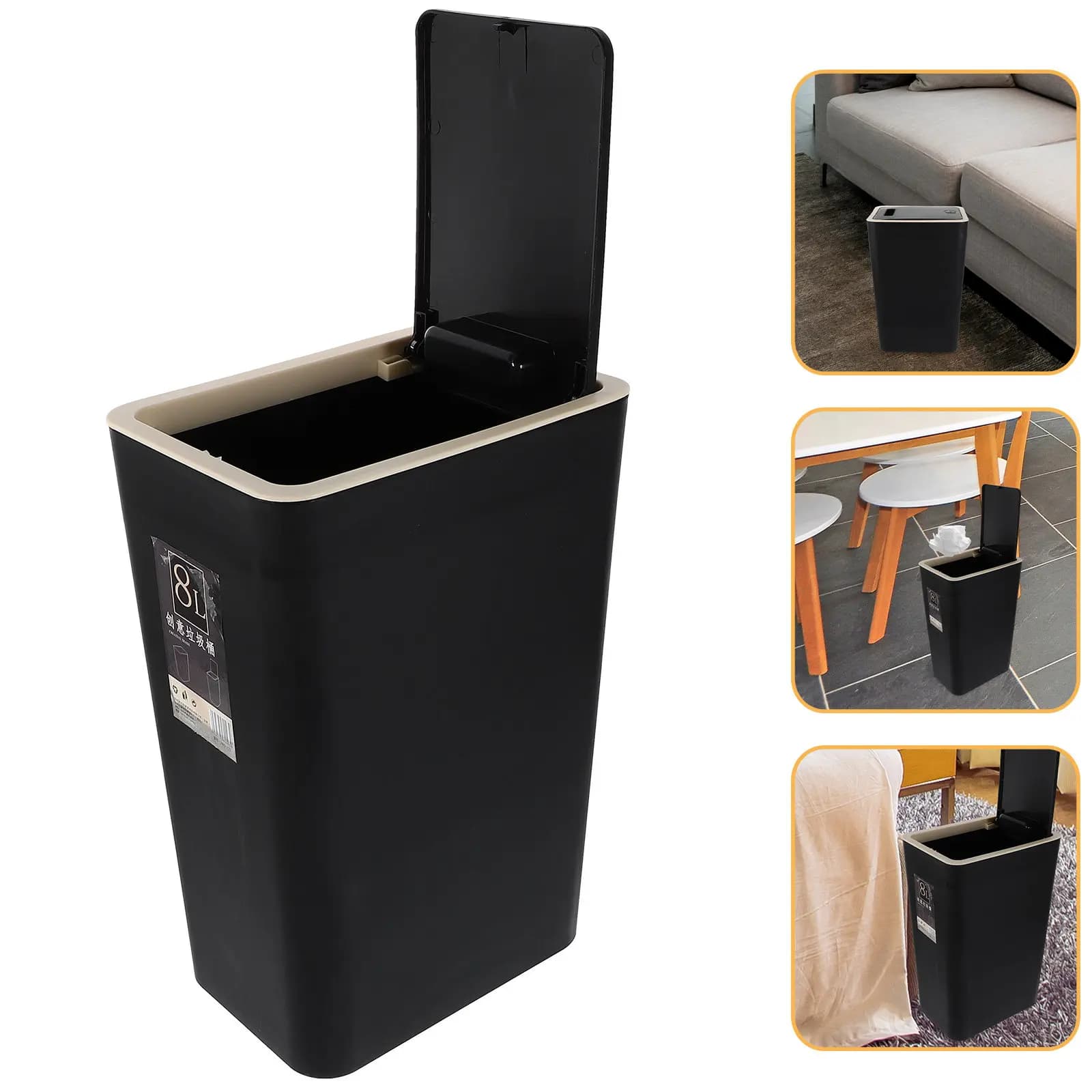 Cestino per Rifiuti in Plastica con Coperchio a Pressione, Piccolo Bidone Moderno con Coperchio per Cucina, Bagno, Camera da Letto, Ufficio, Uso Domestico