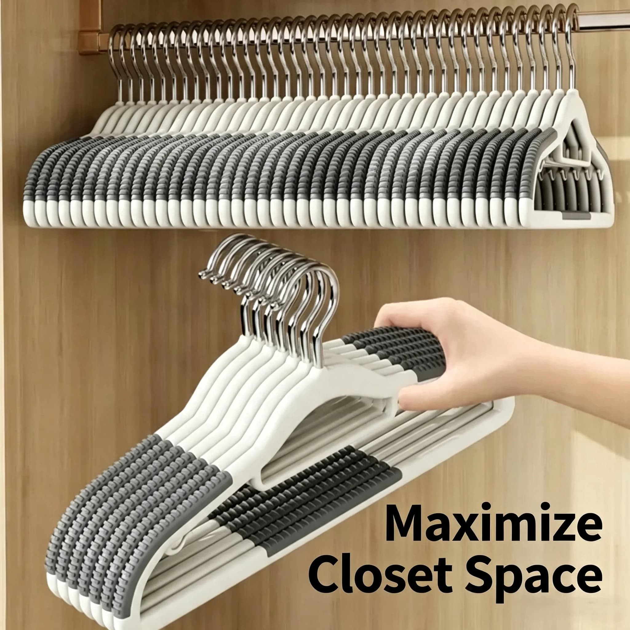 Non-Slip Rotatable Wide-Shoulder Plastic Hanger — Thickened No-Mark Design for Wet/Dry Clothes, Home Essentials