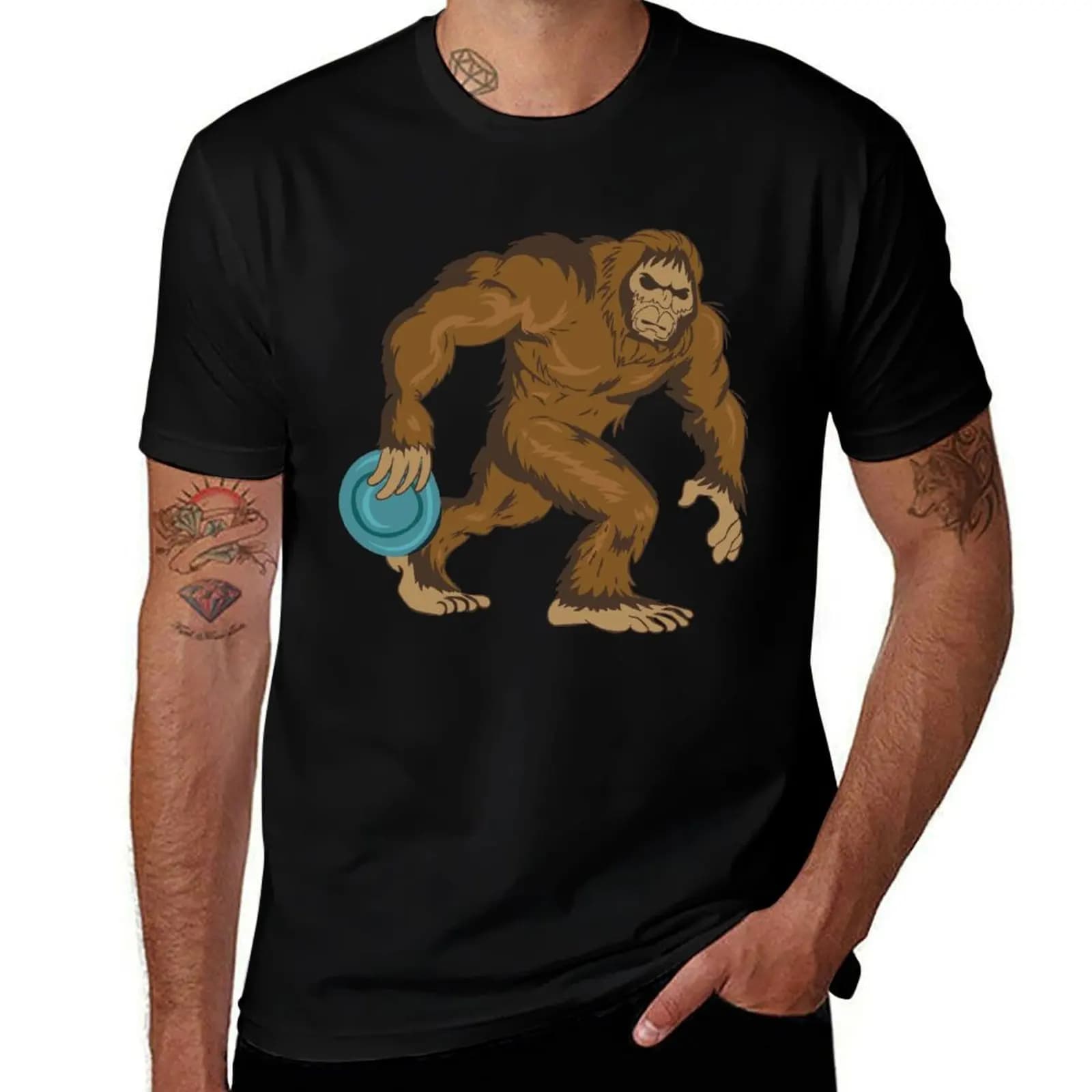 Regali per il disc golf: T-shirt Bigfoot Disc Golf per uomo e donna, taglie forti, anti-restringimento