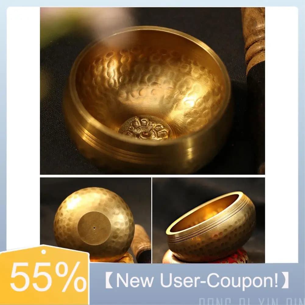 【New User-Coupon!】Tibetan Singing Bowl Set 3.2Inch Large Handmade Metal Sound Bowl 7 Chakra Healing Gift
