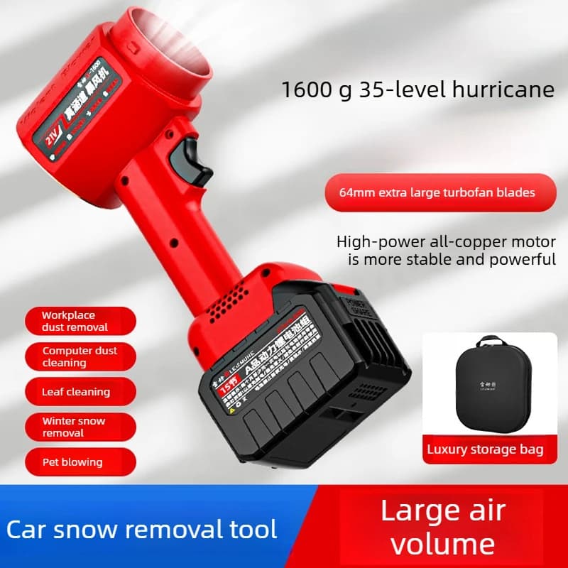 Soffiatore a Batteria Portatile ad Alta Potenza con Turbina Brushless, Soffiatore per Foglie e Neve, Rimozione Neve Auto, Aspiratore Foglie per Giardinaggio