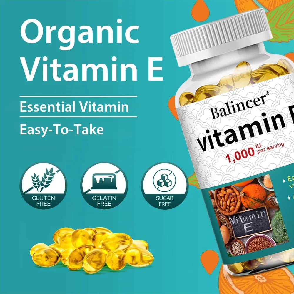 Vitamin E supplement, 1000 UI per serving, powerful antioxidant, supports skin, heart, brain and immune system – Non GMO