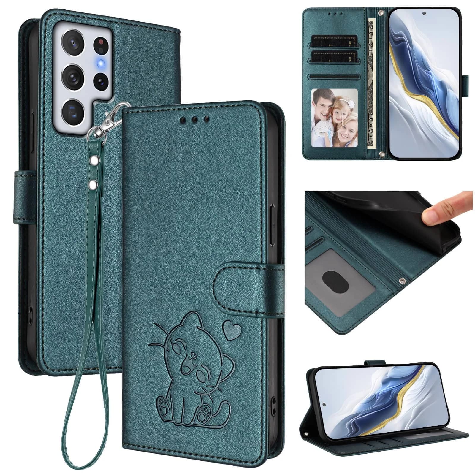 WEFOR Custodia a Portafoglio con Gatto Goffrato per Samsung Galaxy S22 S21 S20 Ultra S10 S9 S8 Plus S7 S6 Edge, Cover Flip, Porta Carte