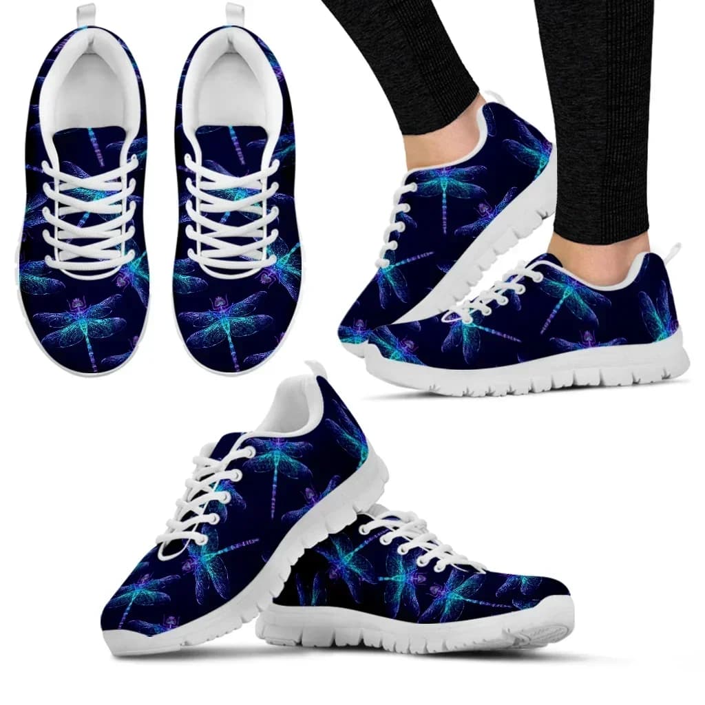 Sneakers alla Moda con Design Libellula e Stampa Floreale, Comode Sneakers da Donna con Motivo Insetto, Scarpe Casual