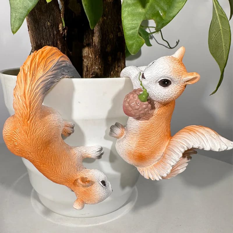 2 pezzi di scoiattolo creativo fioriera sospesa giardino esterno recinzione animale decorazione durevole vaso di fiori in resina decorazione per cortile e balcone