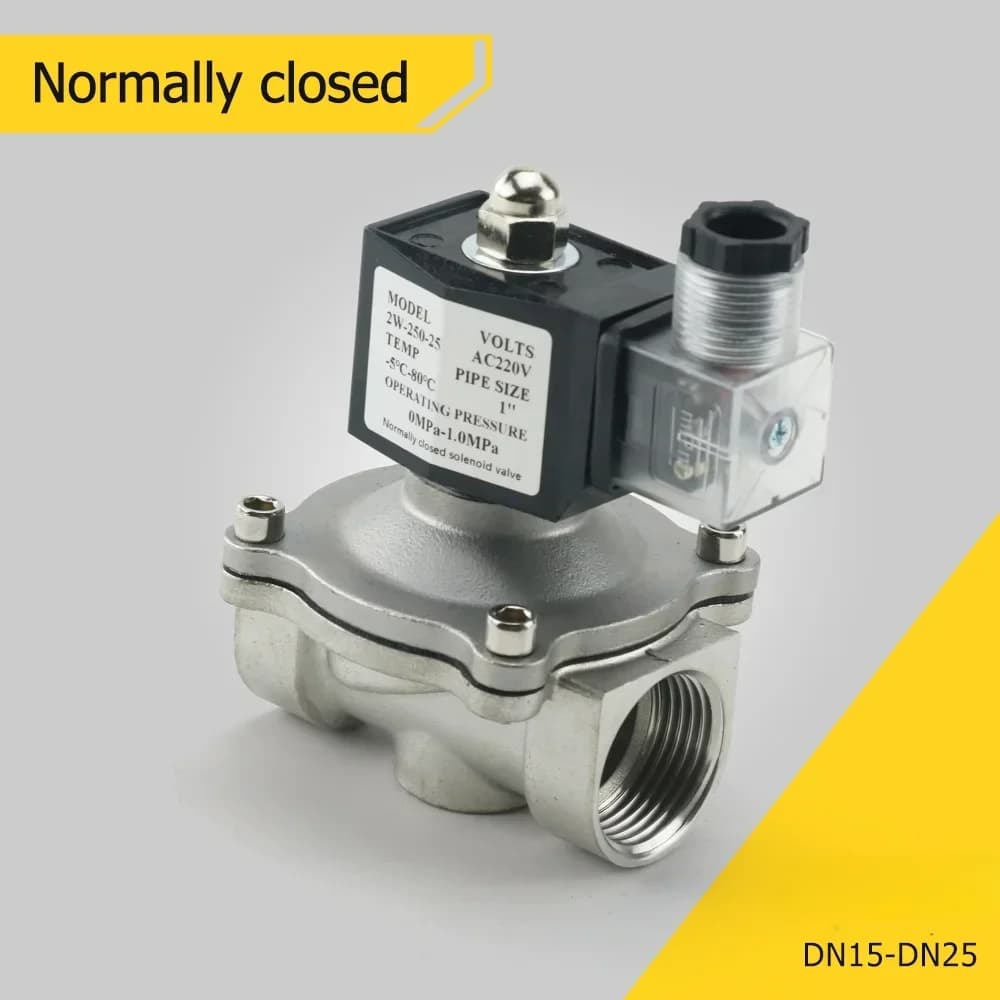 1/2 "3/4" 1 "Acciaio Inossidabile Normalmente Chiusa Elettrovalvola Elettrica Acqua DN15 DN20 Con IP65 DIN Bobina AC 110 V/220 V/24 V DC 12 V