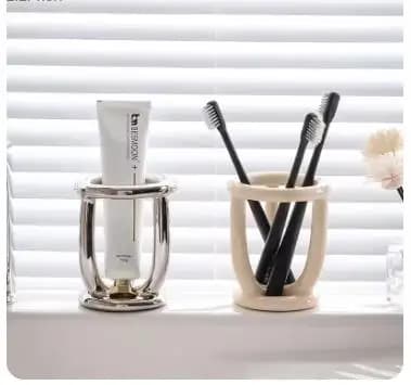 Portaspazzolini in Ceramica Creativo, Porta Dentifricio, Portaoggetti per Spazzolini da Bagno, Porta Pennelli da Trucco, Accessori per il Bagno
