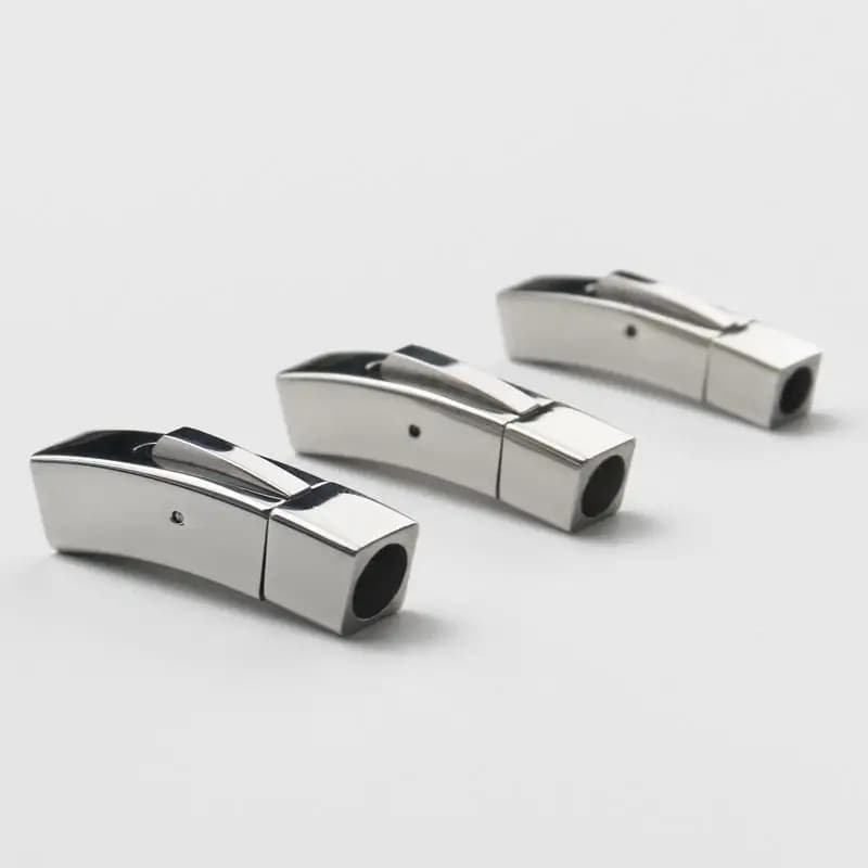[YY35]【xxx】 Chiusura a Baionetta in Acciaio Inossidabile con Foro da 4mm 5mm 6mm, Chiusura a Pressione per Braccialetti in Pelle Fai-da-Te, Accessori per Creazione di Gioielli