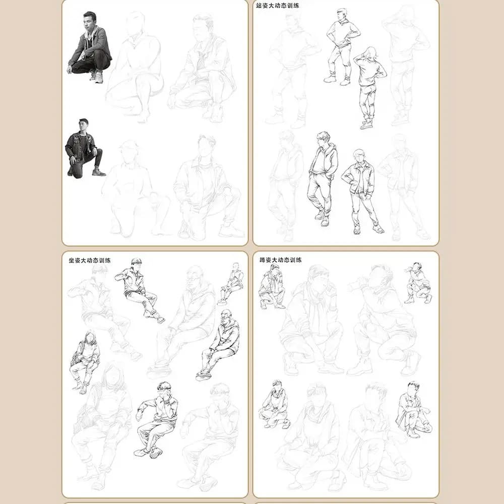 Hand Drawn Hand Painted Tutorial Book Sketching Practicing Line Draft Practice Book Studying Characters Tracing Sketch Book