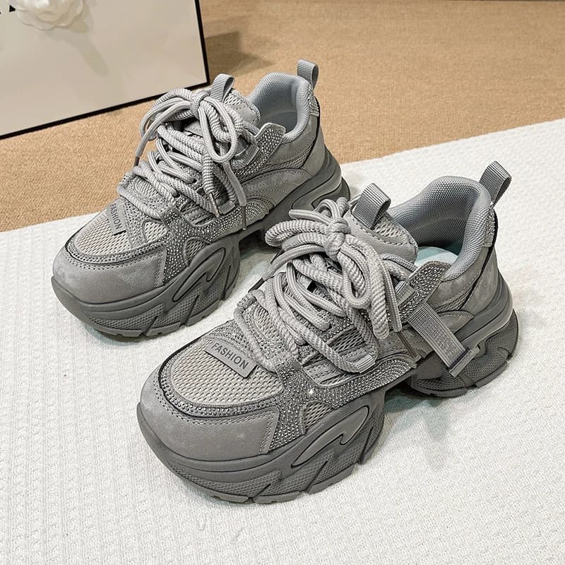 Robust gymnastics shoes with thick sole Fashion crystal women's shoes Running gymnastics shoes for outdoor fitness