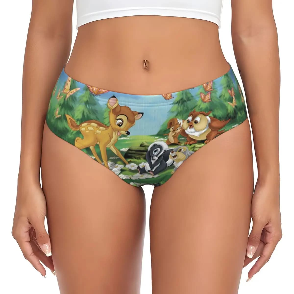 Slip Donna Personalizzati B-Bambies, Mutandine Elasticizzate Bambi Thumper Wendy con Motivi Floreali