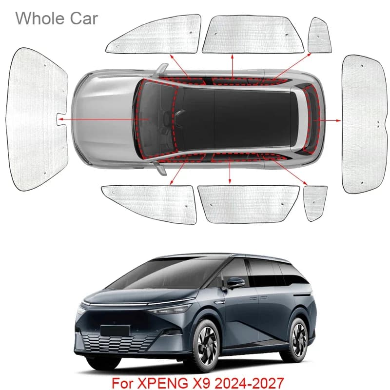 For XPENG X9 2026-Present Car Sun Shade Aluminum Foil Foldable UV Heat Insulation Windshield Sunshades Auto Protect Cover
