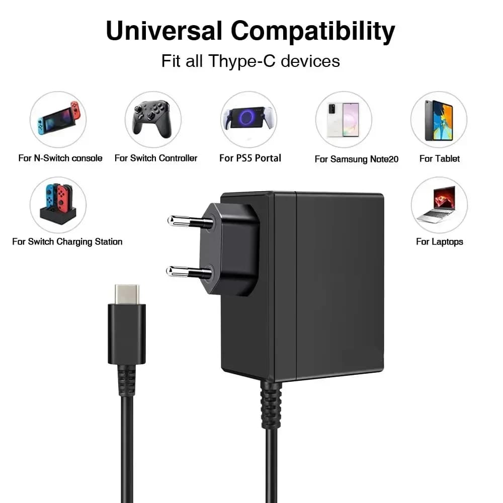 Accessori PS5 Portal per Adattatore di Alimentazione EU US UK per Caricabatterie AC per Nintendo Switch OLED Tipo C USB Alimentatore da Muro
