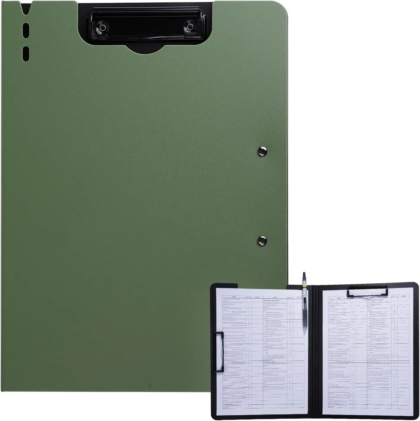 A4 Foldable Clipboard with Dual Metal Clips, 360 Degree Binder Clipboards with Pen Holder, Portable File Cover Work Folder