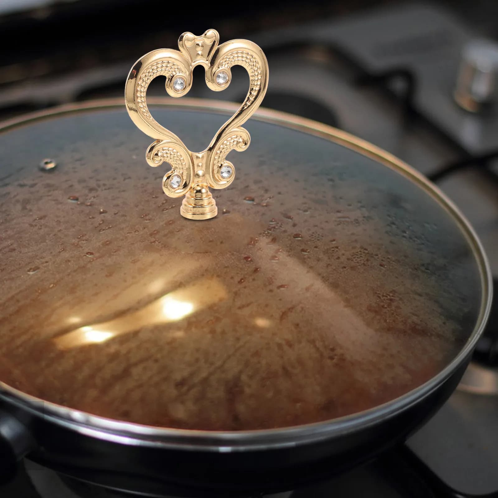 2 Pezzi Manopole a Cuore per Coperchi, Maniglia di Ricambio Universale Resistente al Calore con Impugnatura Ergonomica per Coperchi di Pentole, Padelle e Teiere