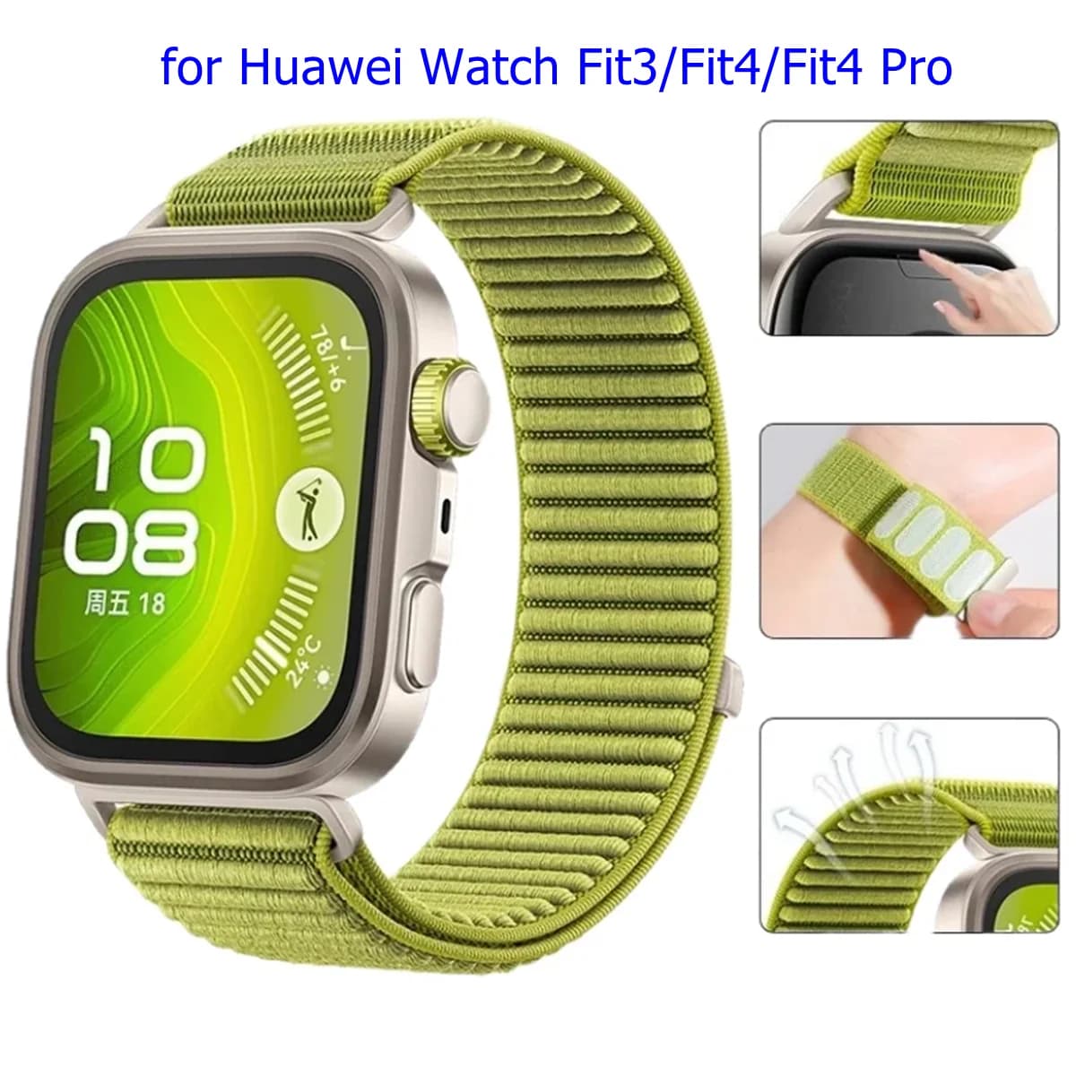 Cinturino Sportivo Morbido e Traspirante con Velcro Regolabile per Huawei Watch FIT4 Pro FIT4 FIT3, Elegante e Personalizzato per Uomini e Donne