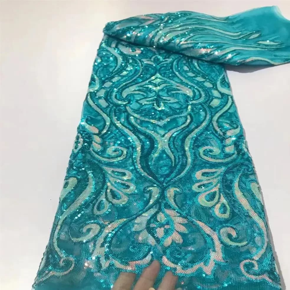 10 colori illusori paillettes maglia abito da sera da sera tessuto floreale accessori in materiale ricamato con perline per bambini africani