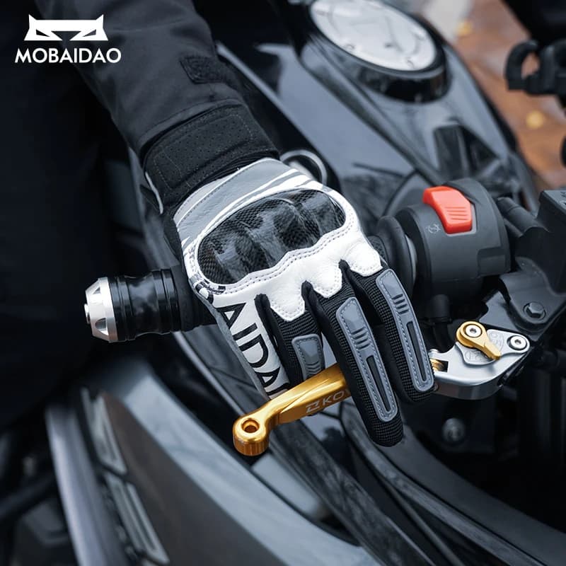 Guanti da Moto in Vera Pelle Bovina, Protezione Completa per le Dita, per Tutte le Stagioni, per Motocross e Moto, Attrezzatura Protettiva