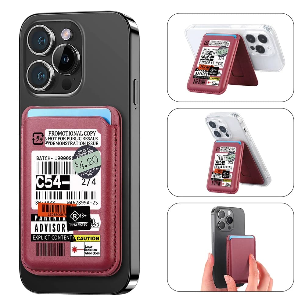 Custodia Magnetica Porta Carte con Supporto Nascosto per iPhone 16 15 14 13 - Porta Carte in Pelle di Tendenza per Cover e Custodie