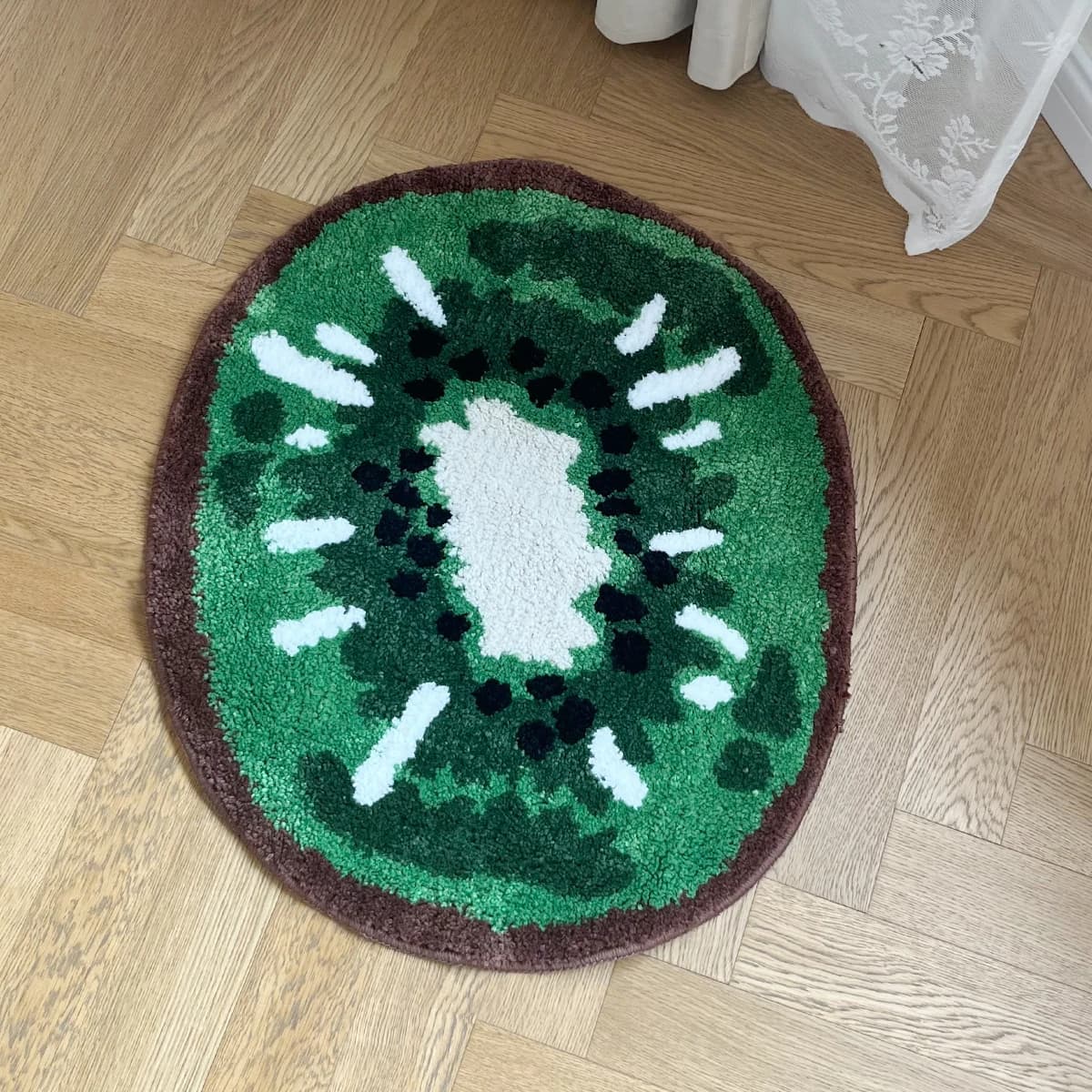 Tufting ovale Kiwifruit tappetino d'ingresso tappetino da bagno tappeto da soggiorno tappeto da comodino antiscivolo morbido tappetino per camera da letto arredamento estetico per la casa