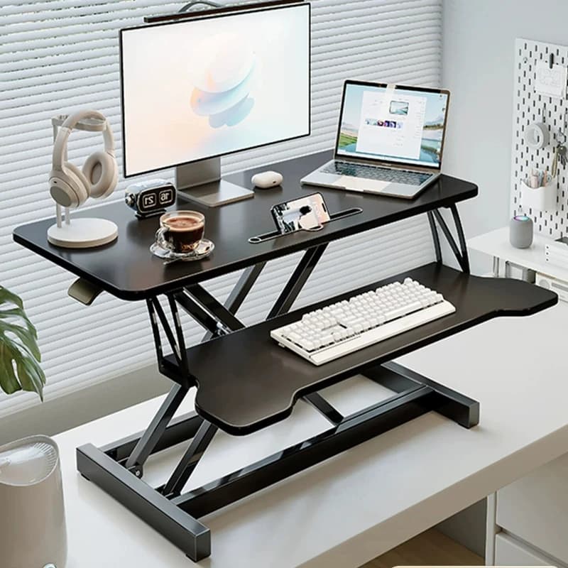 Standing Desk Riser Height Adjustable Dual Surface Workstation Foldable Computer Table 30kg Load Capacity Office Organizer