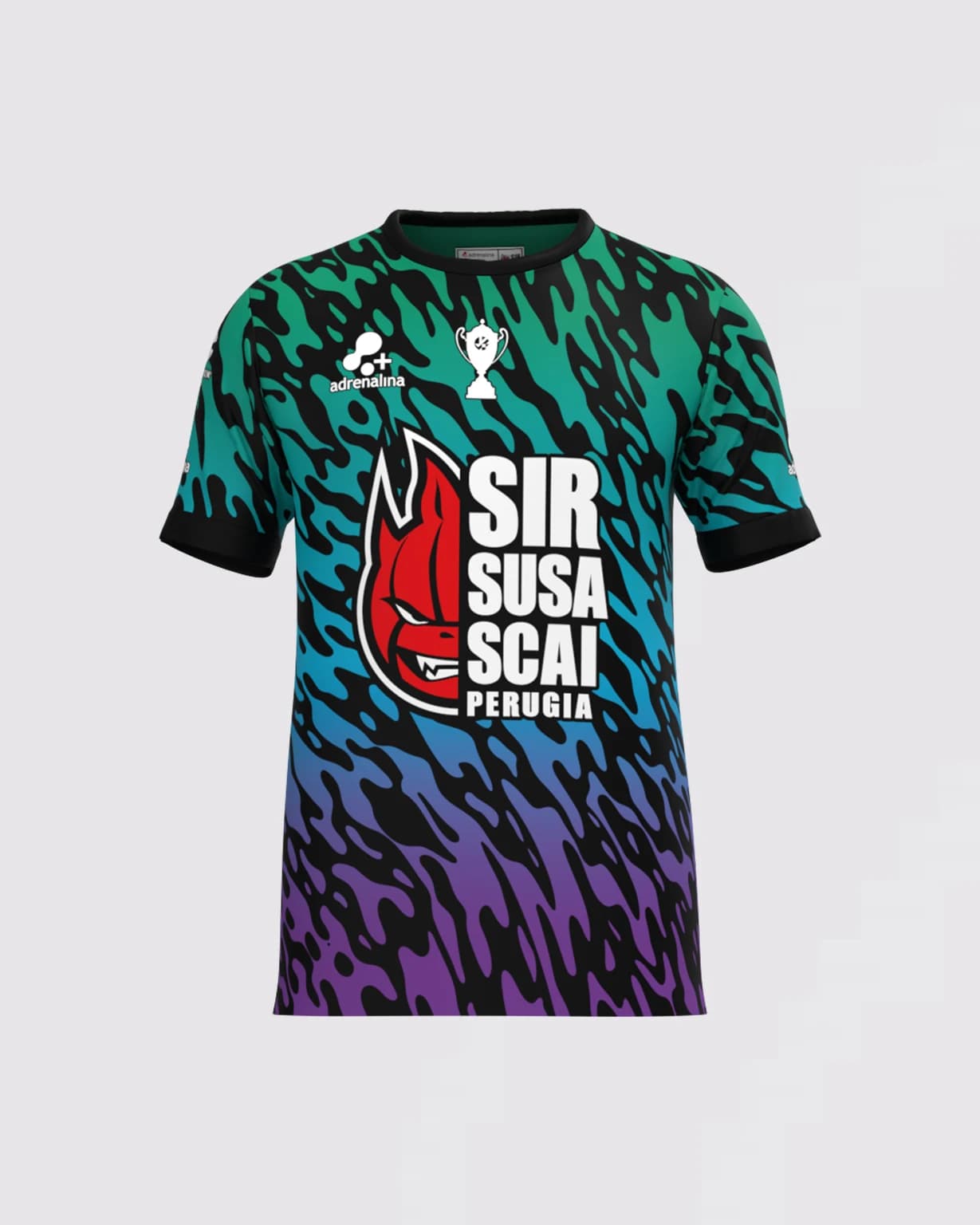 Maglia da Pallavolo Maschile Sir Susa Scai Perugia 2025/26, T-Shirt a Maniche Corte, Uniforme di Squadra Traspirante ad Asciugatura Rapida per Allenamento