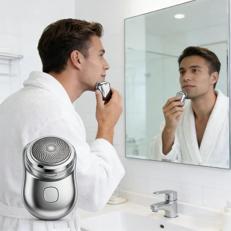 Mini Electric Razor USB Rechargeable, Trimmer for Dawn, Dry and Bagnate Use, Waterproof, Travel Laptop