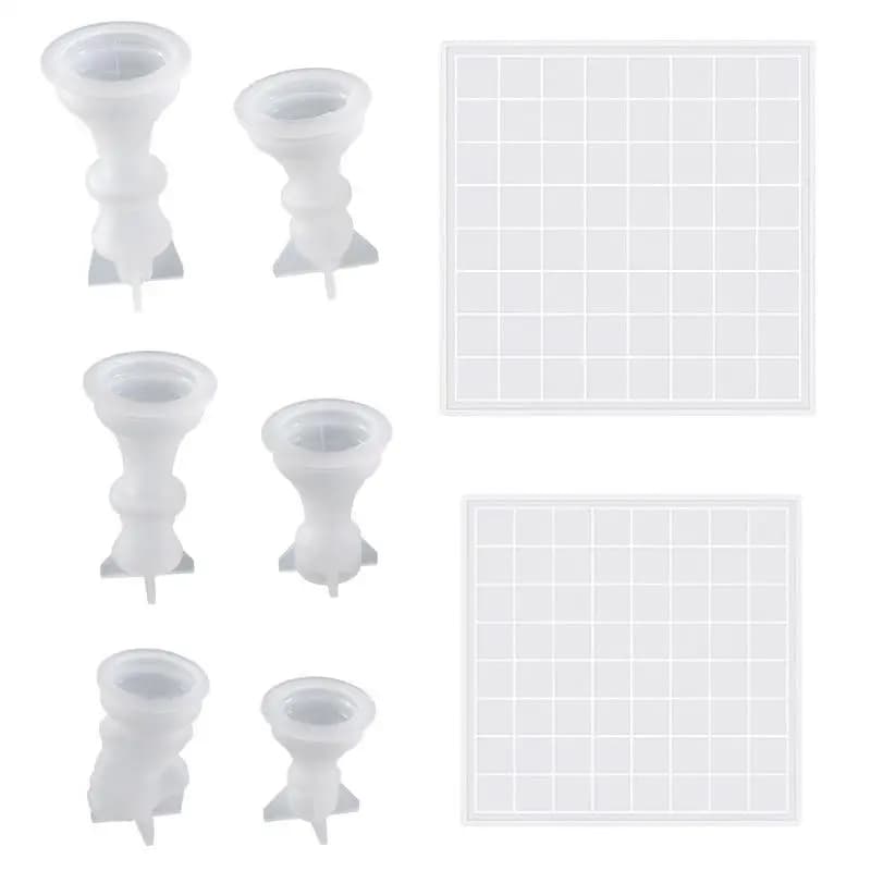 Nuovo! Stampo in resina per set di scacchi con scacchiera, stampi in resina siliconica 3D per scacchi, per creazioni fai da te, regalo di compleanno