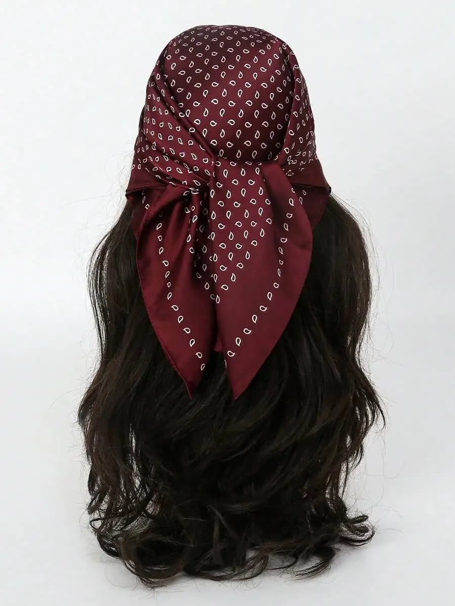 1pc Women's Bandana Scarf, Paisley Print, Silky Fabric Headband, Neck Scarf, Suitable For Daily Use,Beach,Holiday