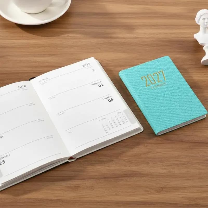 Mini Pocket Agenda Planner Waterproof Cover Weekly Book with Calendar for Students Outdoor Trip Gift