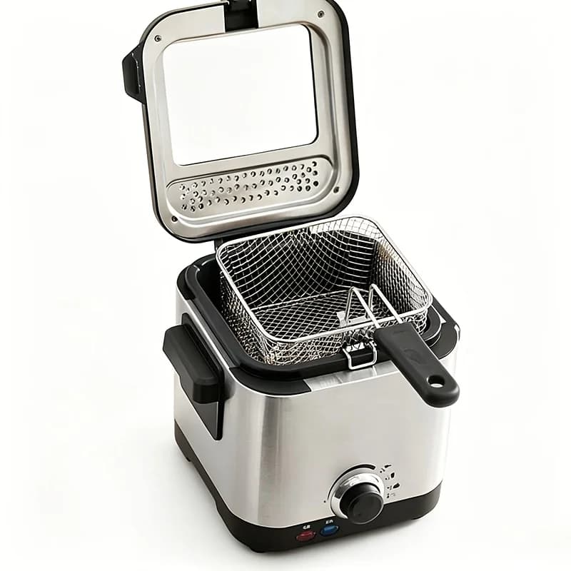 Smart Electric Deep Fryer – 1.5L Stainless Steel (304) Capacity, Fully Automatic Operation, Energy-Saving Design for Home Cooking, Versatile for Fries, Snacks & More, Compact Countertop Appliance with Precise Temperature Control
