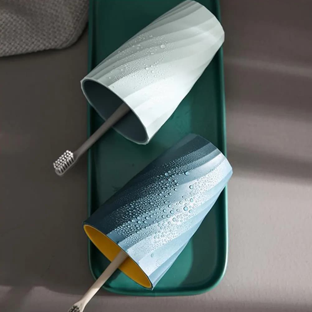 2Pcs Home Toothbrush Holder Eco Friendly Plastic Travel Tooth Mug Compact Lightweight Toothbrush Storage Cup Light Blue