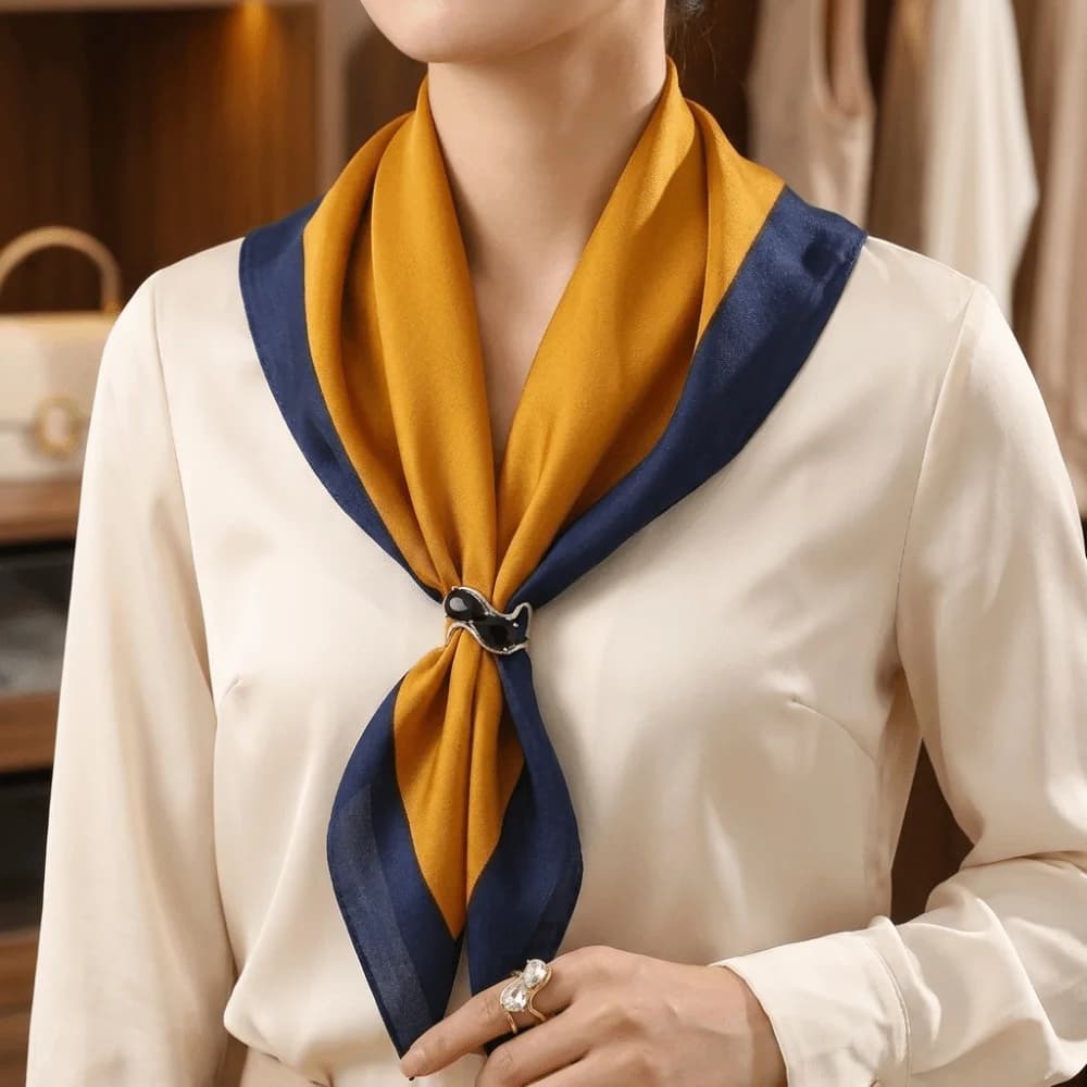 Fashion Alloy Double Teardrop Scarf Buckle Shinny Irregular Wave Scarf Ring Lightweight Rhinestone Decorative Clasp Daily Outfit