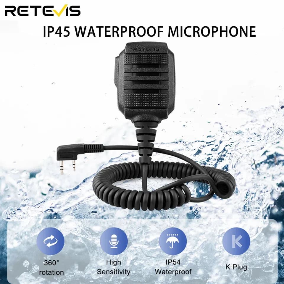 RETEVIS HK006 IP54 Microfono impermeabile Walkie Talkie Microfono Altoparlante a spalla PTT per Kenwood Baofeng UV-5R Quansheng UV K5 UV K6