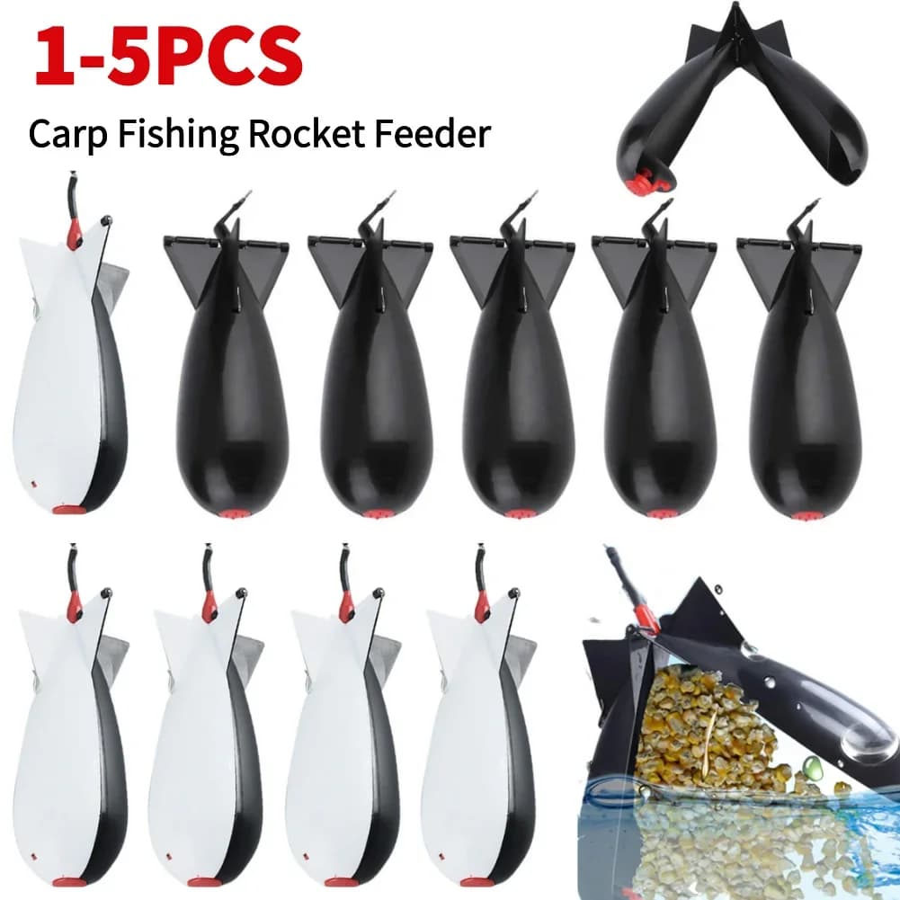 1-5PCS Fishing at the Carpa Rocket Feeder Spod Bomb Floating Clamp We collect Excavator Spomb Pellet Razzi Feeder Position Gear Accessories