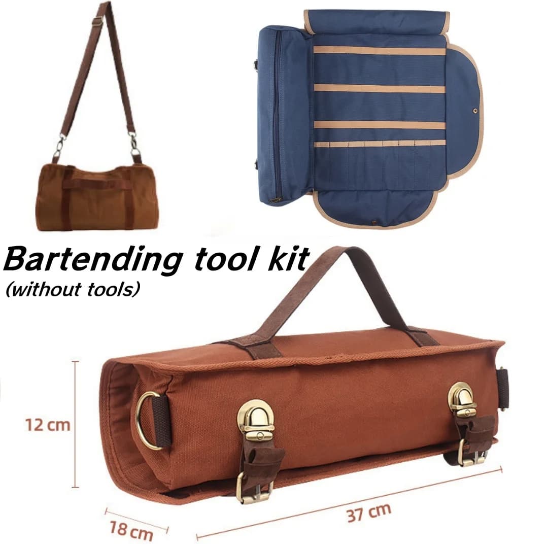Borsa per kit multifunzionale portatile per barista Borsa per attrezzi in tela Borsa per mixer professionale per cocktail Shaker per cocktail Set per vino con fibbia