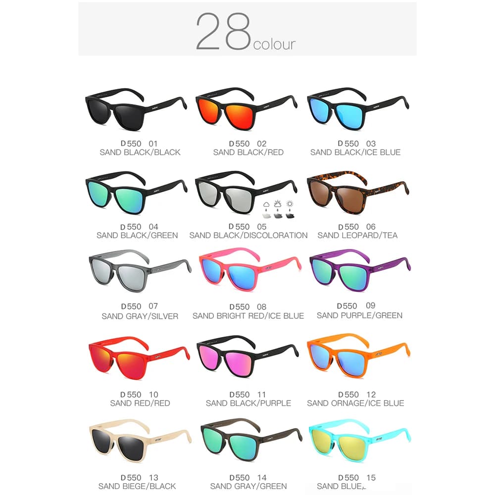 Occhiali da sole polarizzati con montatura completa DUBERY per uomo e donna 28 colori modello 550