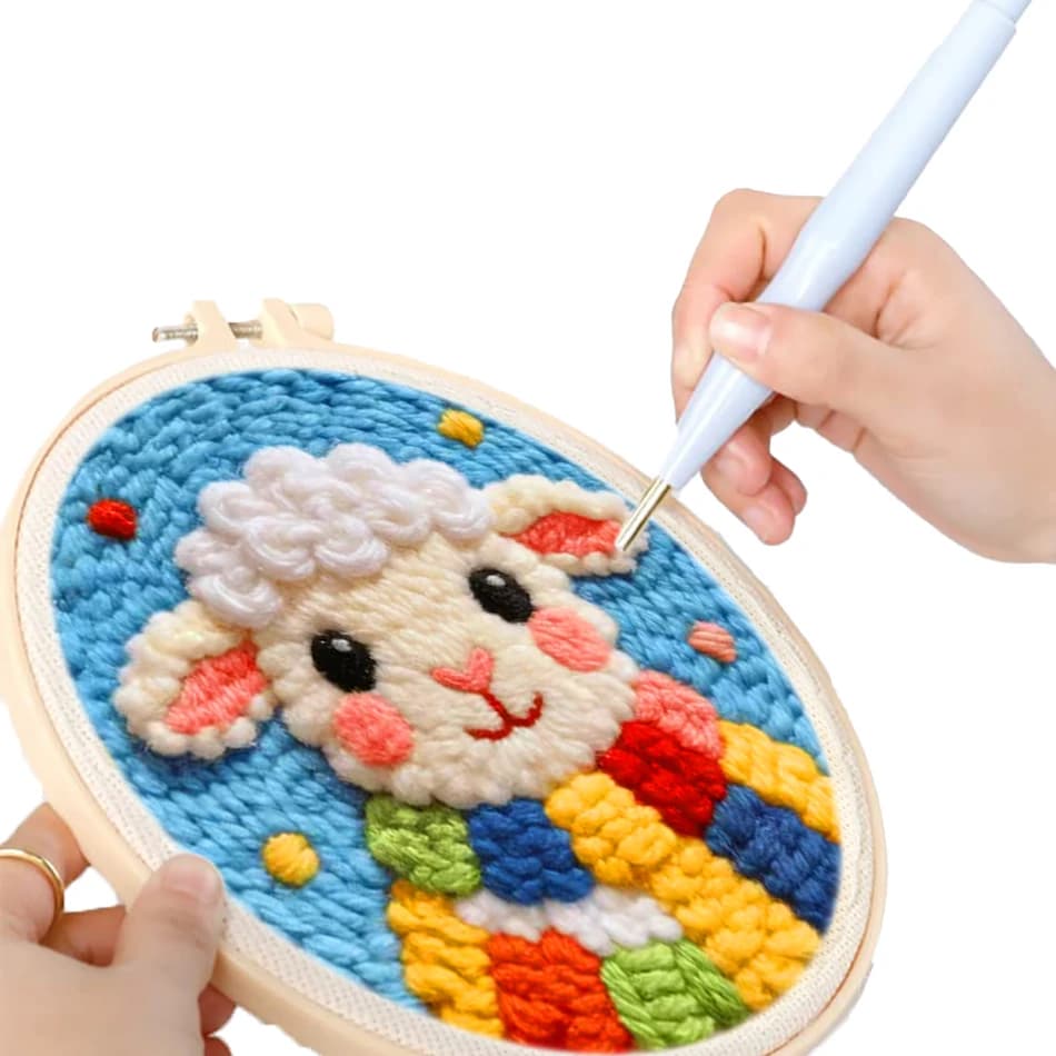 GATYZTORY embroidery punch needle kit animals Tufting for needlework and creativity For Beginner 20x20cm Cross stitch set Gift